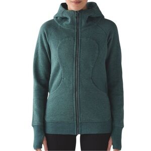 Lululemon Scuba Hoodie Classic Cotton Fleece Heathered Deep Green Size 6